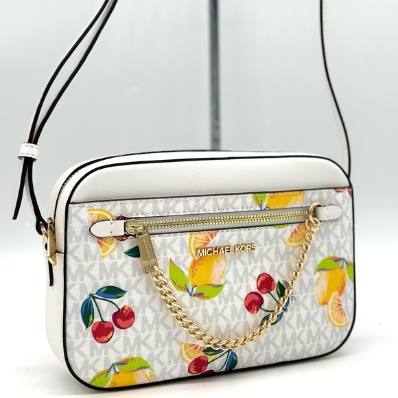 Michael Kors Large EW Zip Chain Xbody Crossbody Bag Optic White - Picture 5 of 12